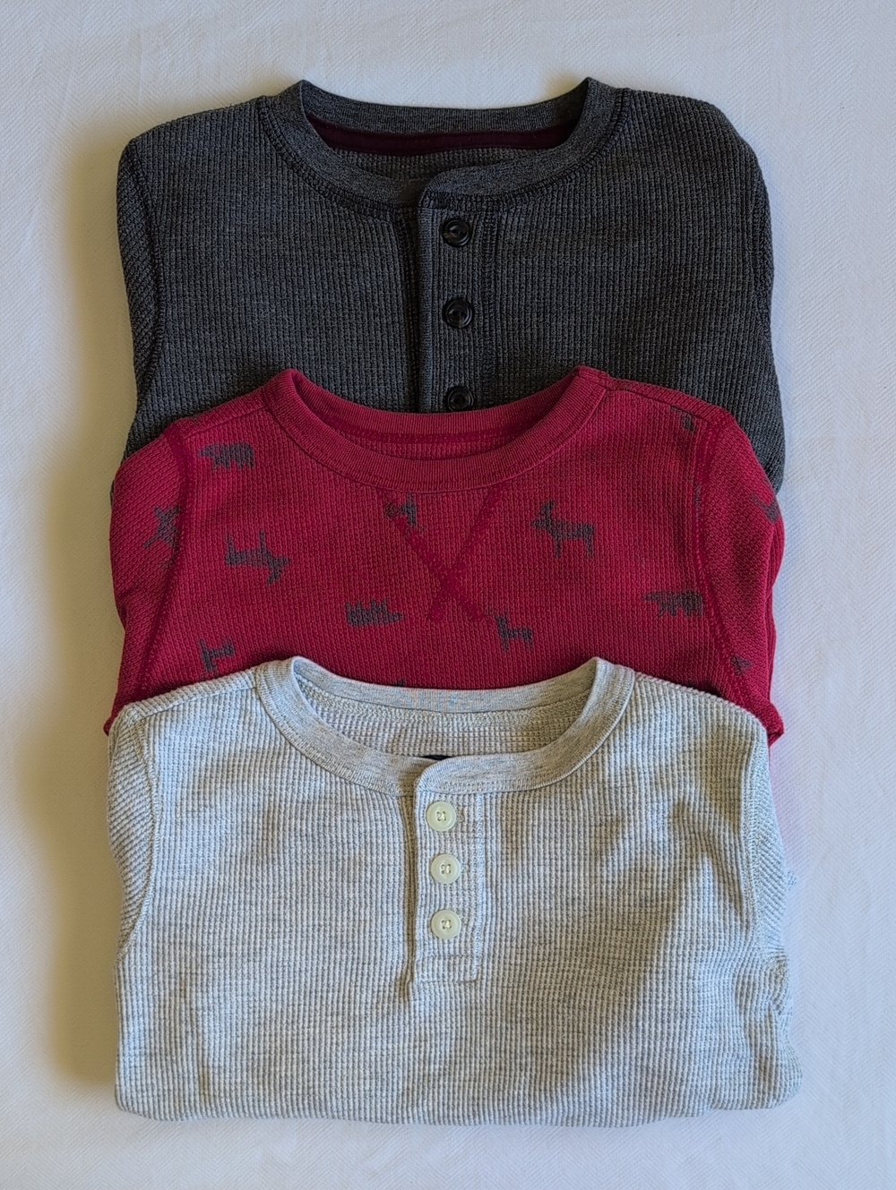 Old Navy Boys Waffle Knit Henley Shirts 3-Pack Size 5 5T Fall